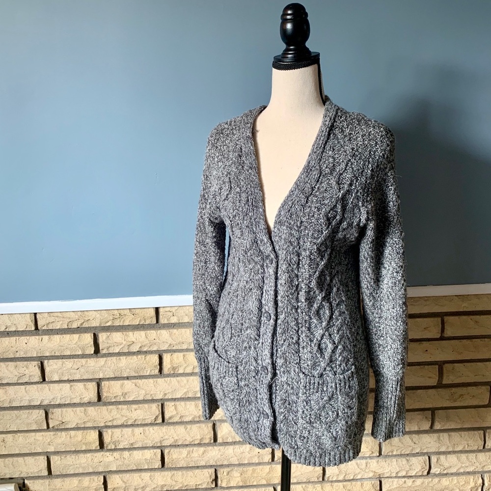 Aeropostale Grey Cable knit cardigan